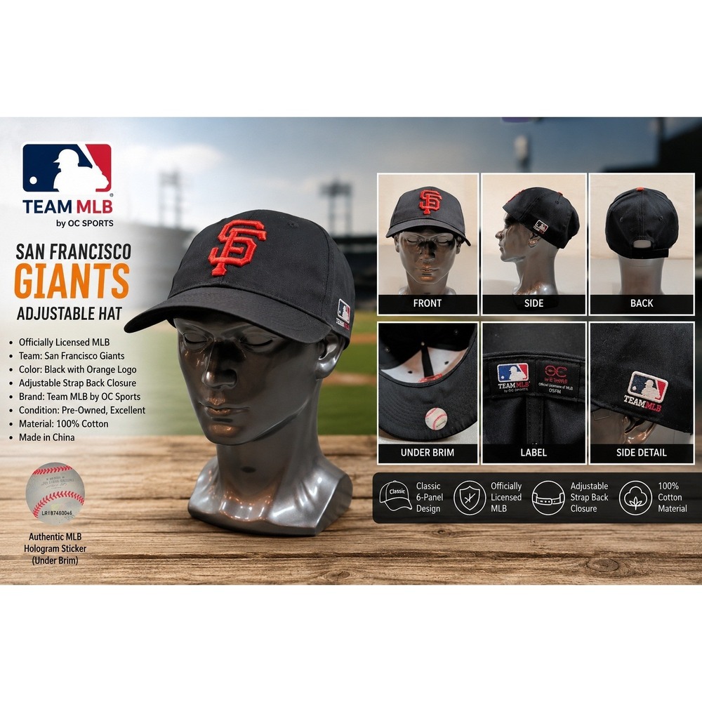 San Francisco Giants OC Sports Team MLB Black Red Adjustable Baseball Hat Cap